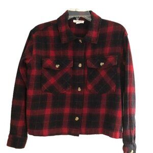 Beachlunchlounge Red/Black Plaid Flannel Shacket Size S